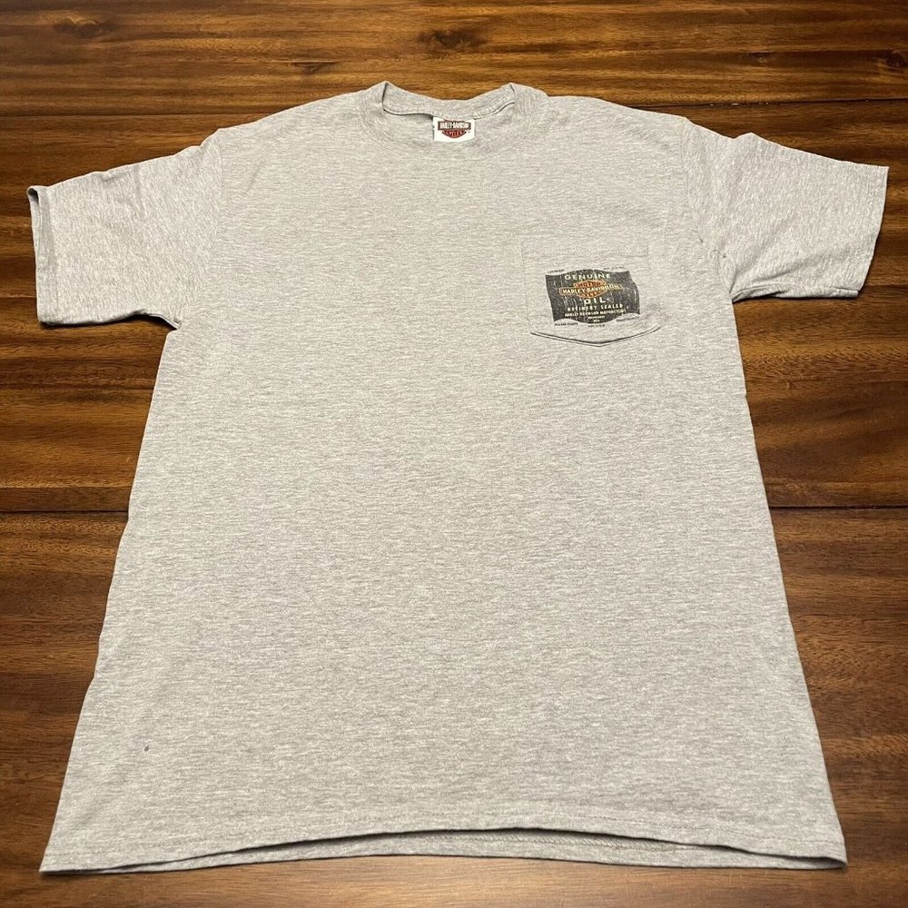 Mountain State Harley Davidson Gray Pocket T-Shirt Delbarton WV Men's Size M